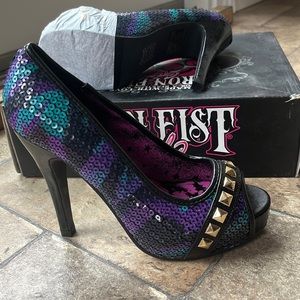 Iron Fist Multicolor Sequin Heels